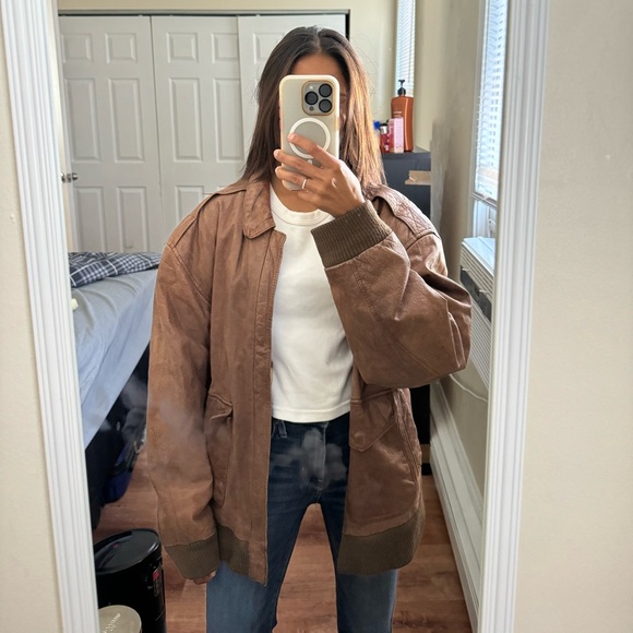 Vintage GIII Brown Leather Bomber Jacket - Picture 1 of 9